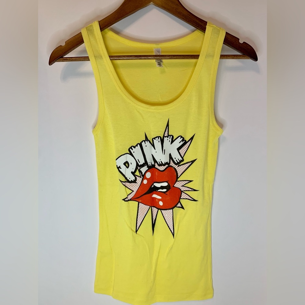 NWOT Bella Yellow Designer Pink Tank Top